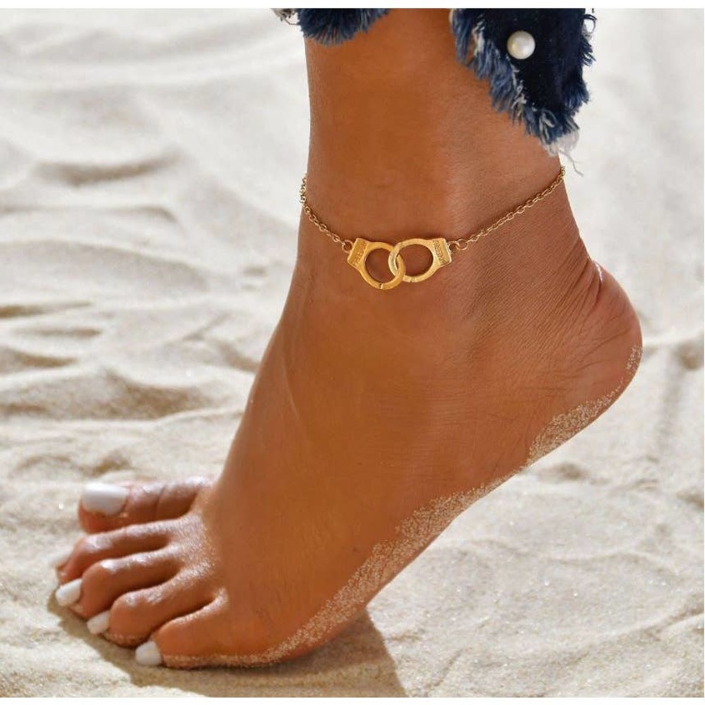 Gold Tone Freedom Handcuff Anklet